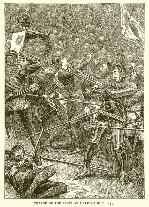 Anklagen for skottene ved Halidon Hill, 1333 av English School