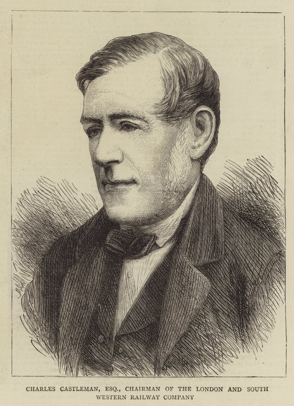 Charles Castleman, Esquire, styreleder i London and South Western Railway Company (gravering) av English School