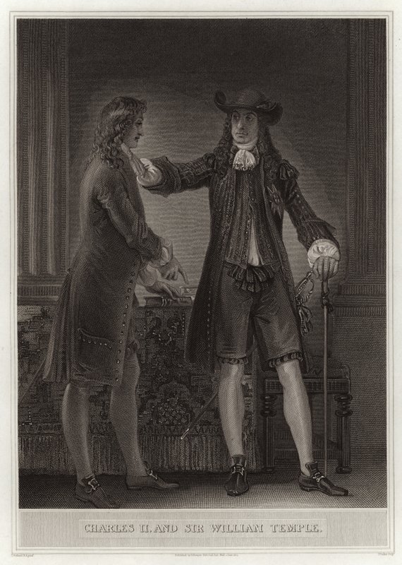 Charles II og Sir William Temple av English School