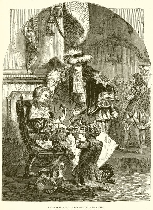 Karl II. og hertuginnen av Portsmouth av English School
