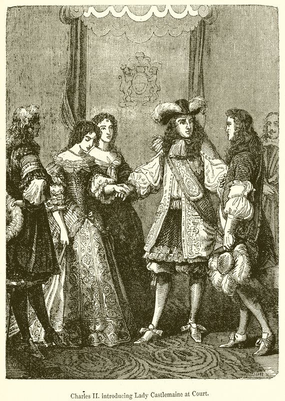 Karl II. introduserer Lady Castlemaine ved Court av English School