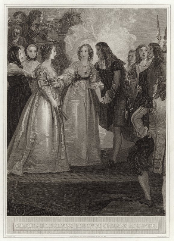 Charles II tok imot hertuginnen av Orleans i Dover av English School