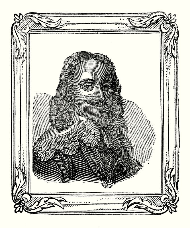 Charles I ble født i 1600, kronet i 1625 og halshugget i 1649 (gravering) av English School