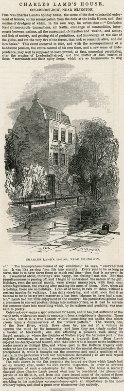Charles Lambs House, nær Islington av English School