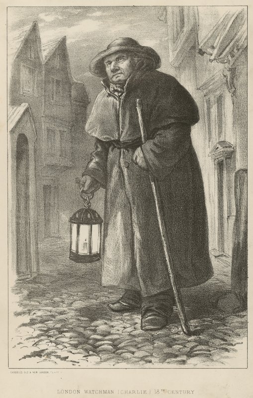 Charlie en London Watchman på 1700-tallet av English School