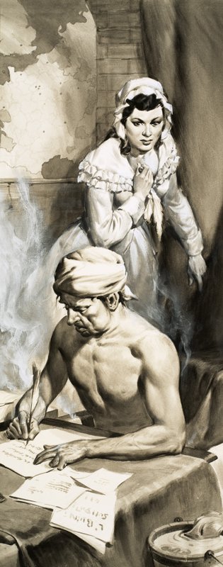 Charlotte Corday i ferd med å myrde Jean Paul Marat av English School