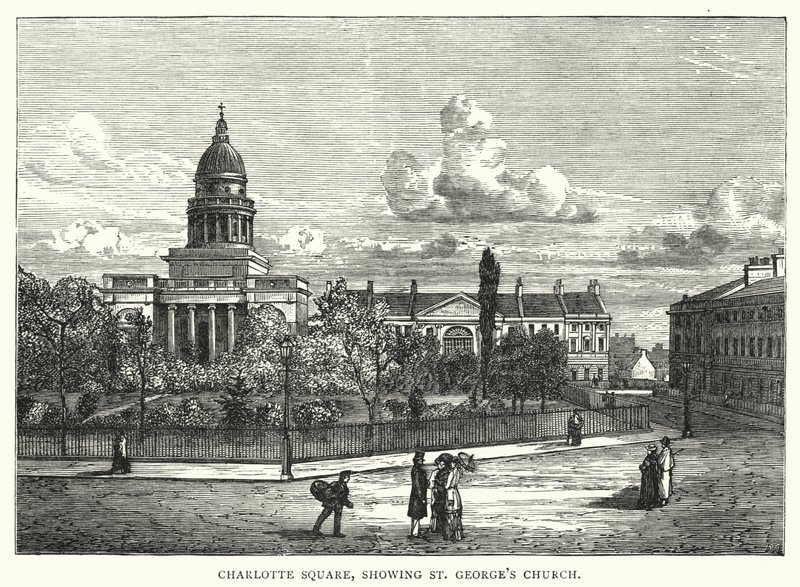 Charlotte Square, som viser St George's Church (gravering) av English School
