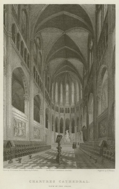Chartres katedral, utsikt over koret (gravering) av English School