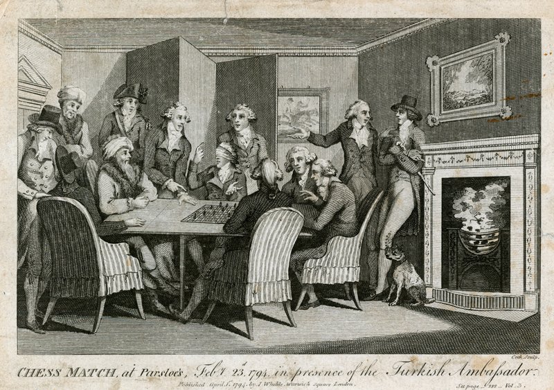 Sjakkkamp i Parsloes, 23. februar 1794, i nærvær av den tyrkiske ambassadøren av English School