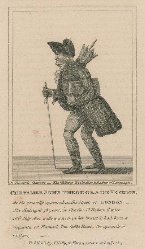 Chevalier John Theodora De Verdion, The Walking Bookseller and Teacher of Languages av English School