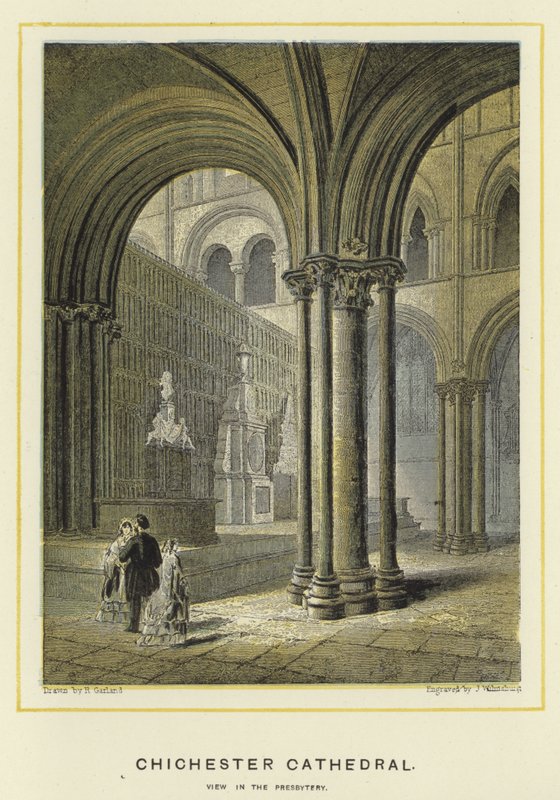 Chichester Cathedral, utsikt i prestegården av English School