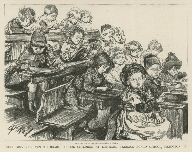 Barn på jobb etter middag av English School