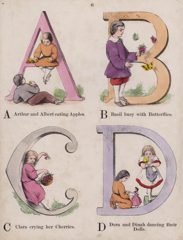 Barnealfabet (farget gravering) av English School