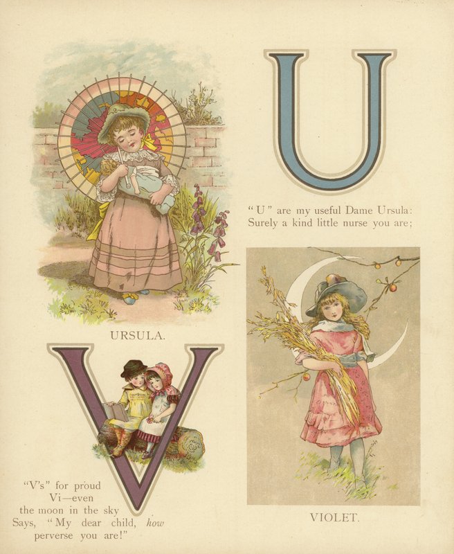 Barnas navn: Ursula, Fiolett (farge litho) av English School