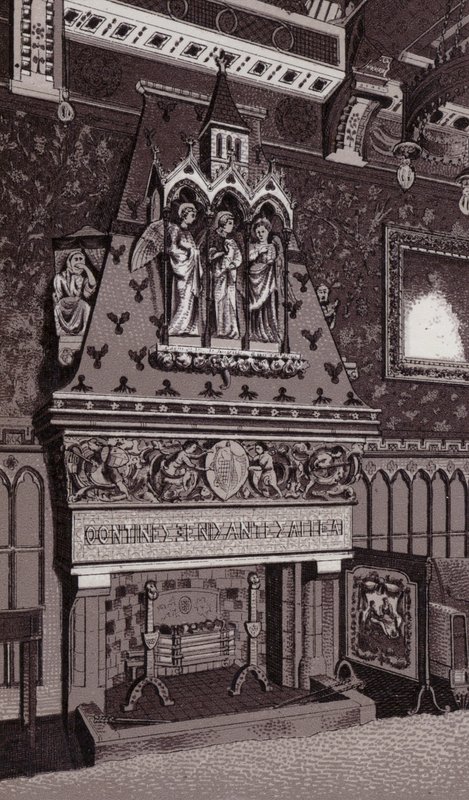 Skorsteinsstykke, Cardiff Castle (litho) av English School
