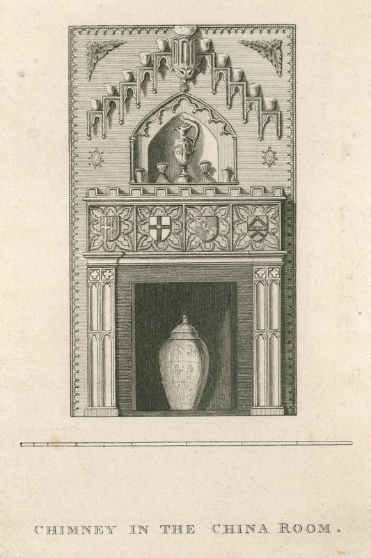 Skorstein i Kina-rommet, Strawberry Hill, Twickenham, London av English School
