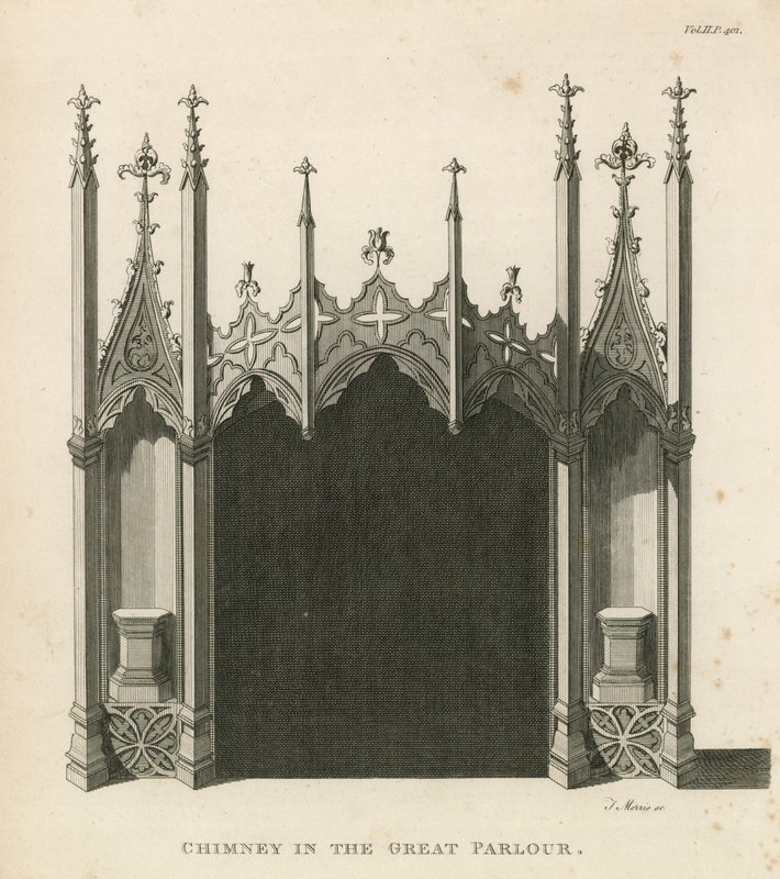 Skorstein i Great Parlour, Strawberry Hill, London av English School