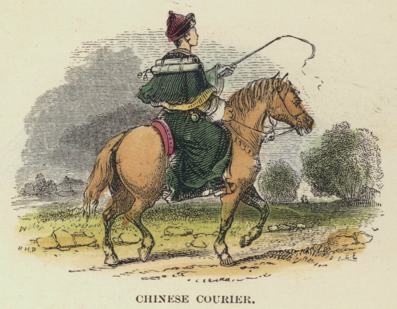 Chinese Courier (farget gravering) av English School