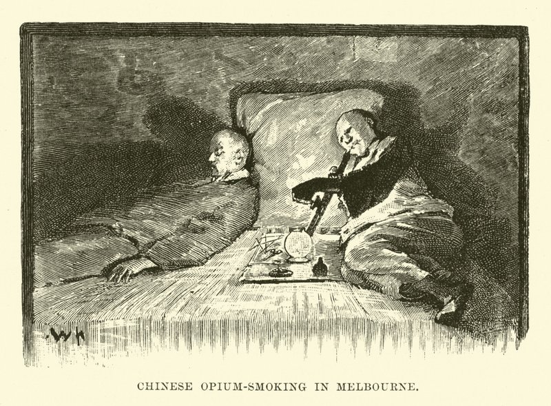 Kinesisk opium-røyking i Melbourne av English School