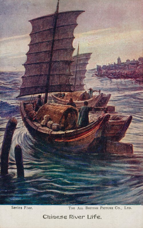 Kinesisk elveliv (farge litho) av English School