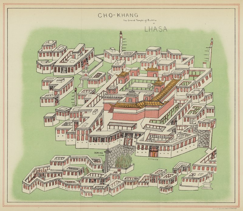 Cho-Khang, Buddhas store tempel i Lhasa (fargelitografi) av English School