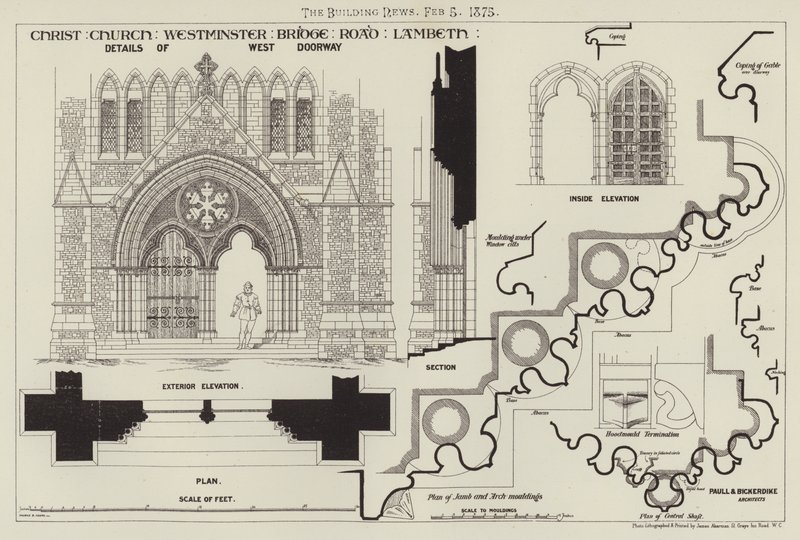 Christ Church, Westminster Bridge Road, Lambeth (gravering) av English School