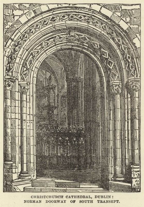 Christchurch Cathedral, Dublin, Norman Doorway of South Transept av English School