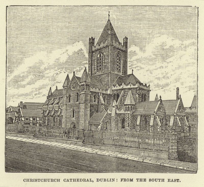 Christchurch Cathedral, Dublin, fra sørøst av English School