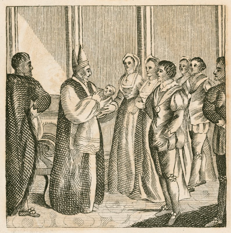 Dåp av prinsesse Elizabeth, datter av kong Henry VIII av English School