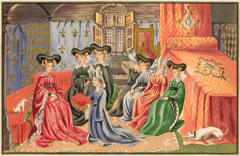 Christine de Pisan presenterer verkene sine for dronningen av English School
