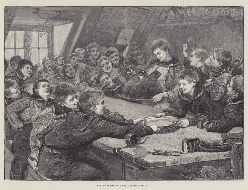 juledag om bord på et opplæringsskip (gravering) av English School