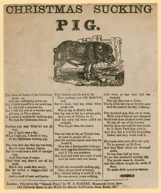 Christmas Sucking Pig, vers datert 1863 av English School