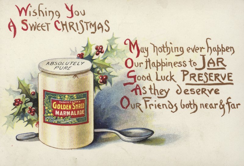 Juleannonse for Robertsons Golden Shred-marmelade av English School