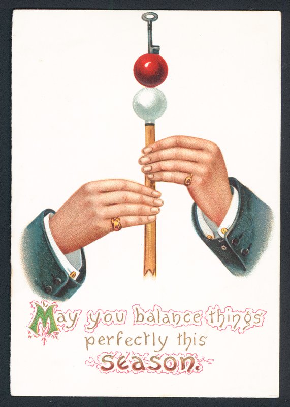 Julekort - Måtte du balansere ting perfekt denne sesongen av English School