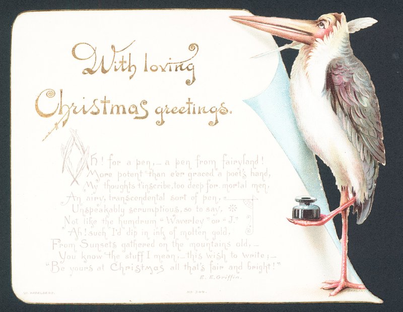 Julekort med stork av English School