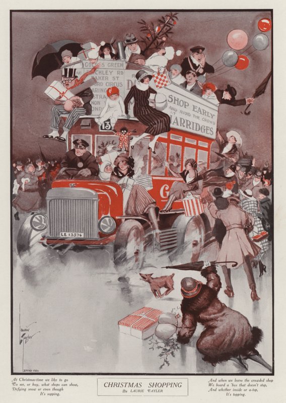 Julehandel (farge litho) av English School