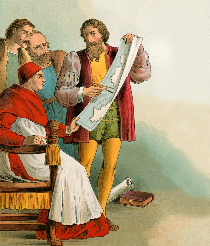 Christopher Columbus viser planene sine til portugiseren som forrådte ham av English School