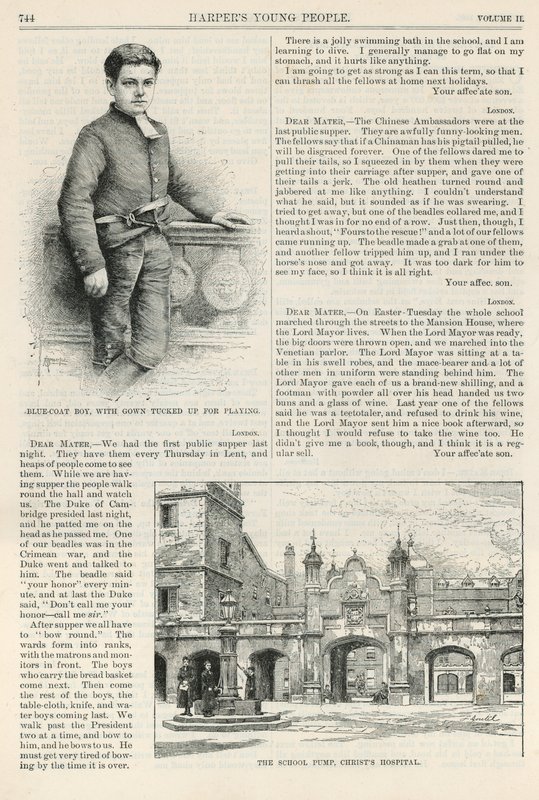 Christs Hospital og et portrett av en elev av English School
