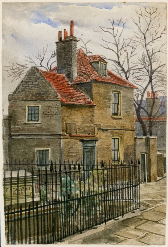 Church Cottage, Church Passage, St Marys Churchyard, Islington (wc på papir) av English School
