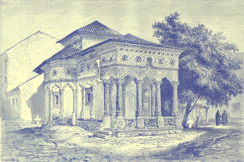 Church at Bucharest, illustrasjon fra Illustrated Travels, redigert av H. W. Bates, utgitt ca. 1880 (digitalt forbedret bilde) av English School