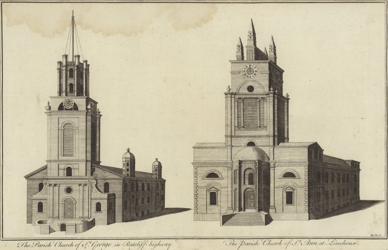 Church of St George, Ratcliff Highway og Church of St John, Limehouse, London av English School