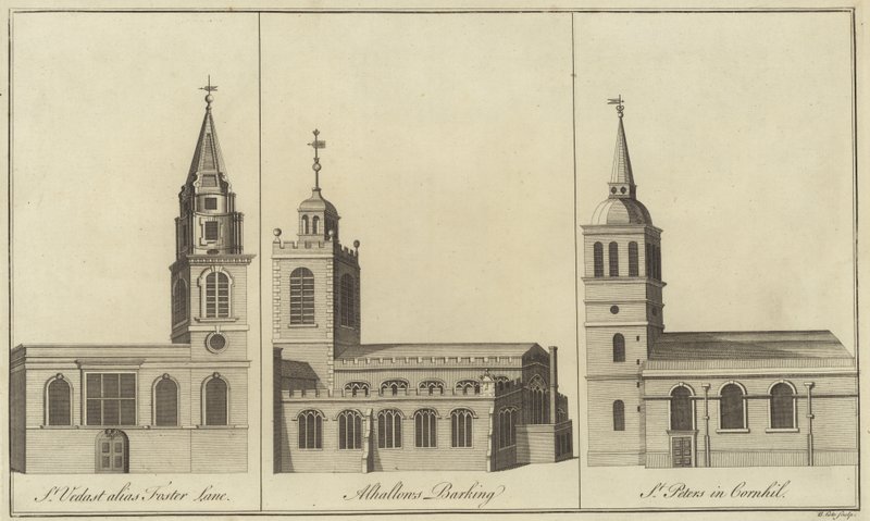 Churches of St Vedast, Foster Lane, Allhallows, Barking and St Peter i Cornhill, London av English School