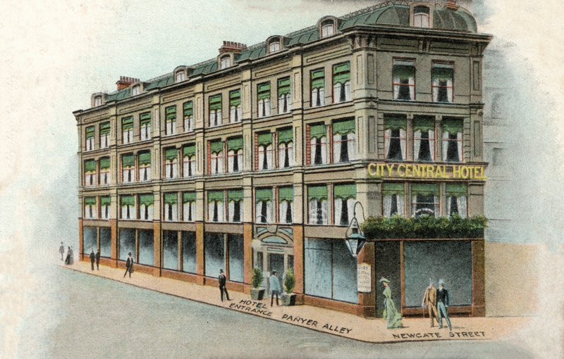 City Central Hotel, London (farge litho) av English School