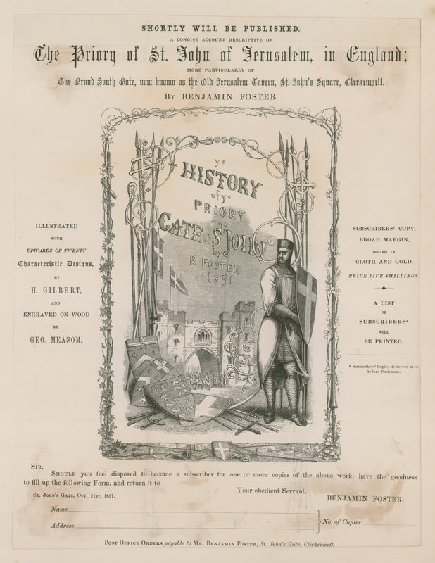 Clerkenwell, St Johns Gate, Benjamin Foster av English School