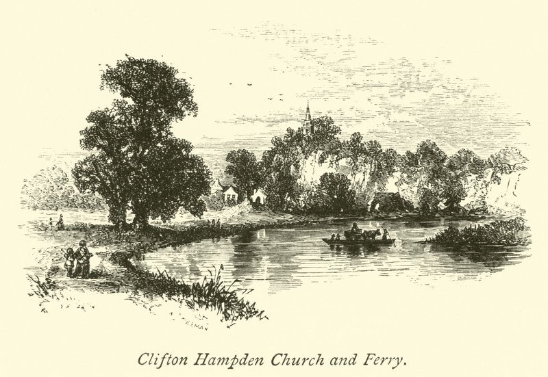 Clifton Hampden kirke og ferge av English School