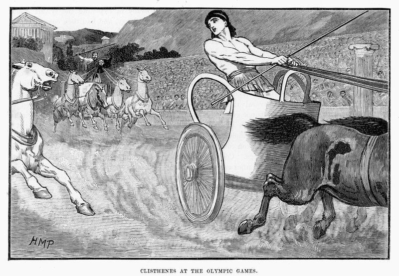 Clisthenes ved de olympiske leker, illustrasjon fra Cassells Illustrated Universal History av Edward Ollier, 1890 av English School
