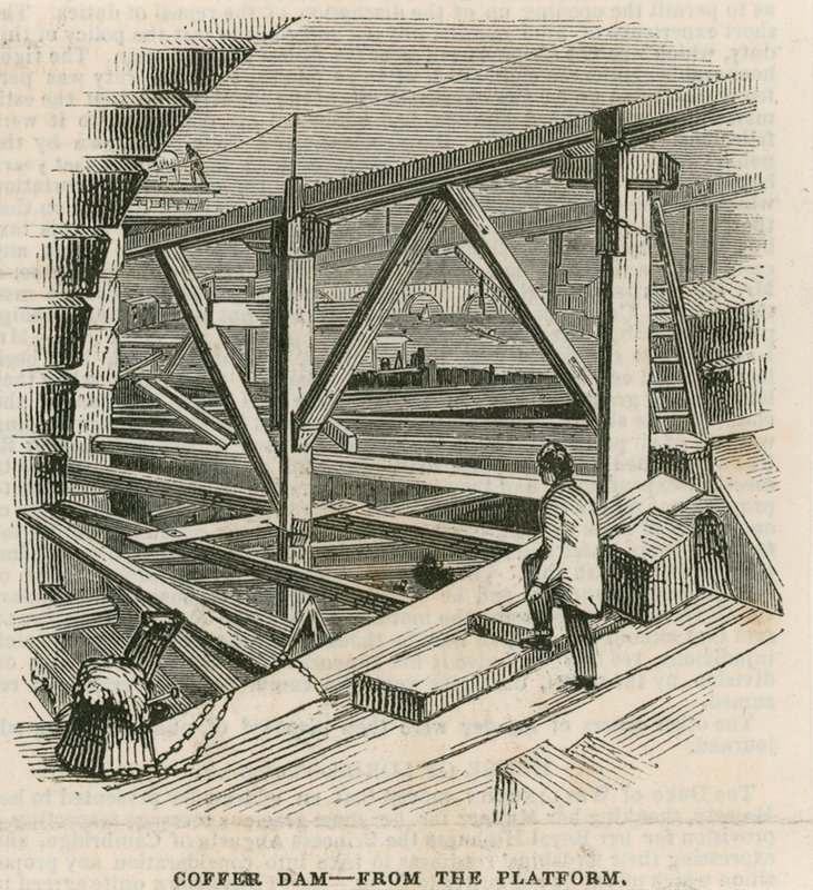 Coffer dam, Westminster Bridge, fra plattformen av English School