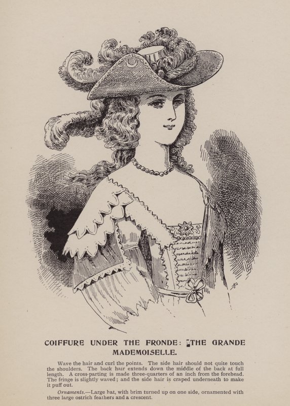Frisyre under Fronde, Grande Mademoiselle (gravering) av English School