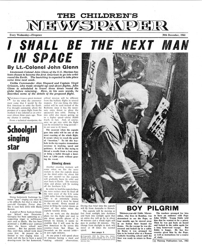 Oberst John Glenn, forsiden av 
