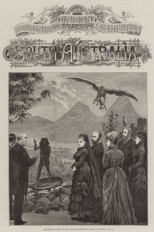 Colonial and Indian Exhibition, South Australia, Dronningens besøk til South Australian Court, fredag 21. mai (gravering) av English School